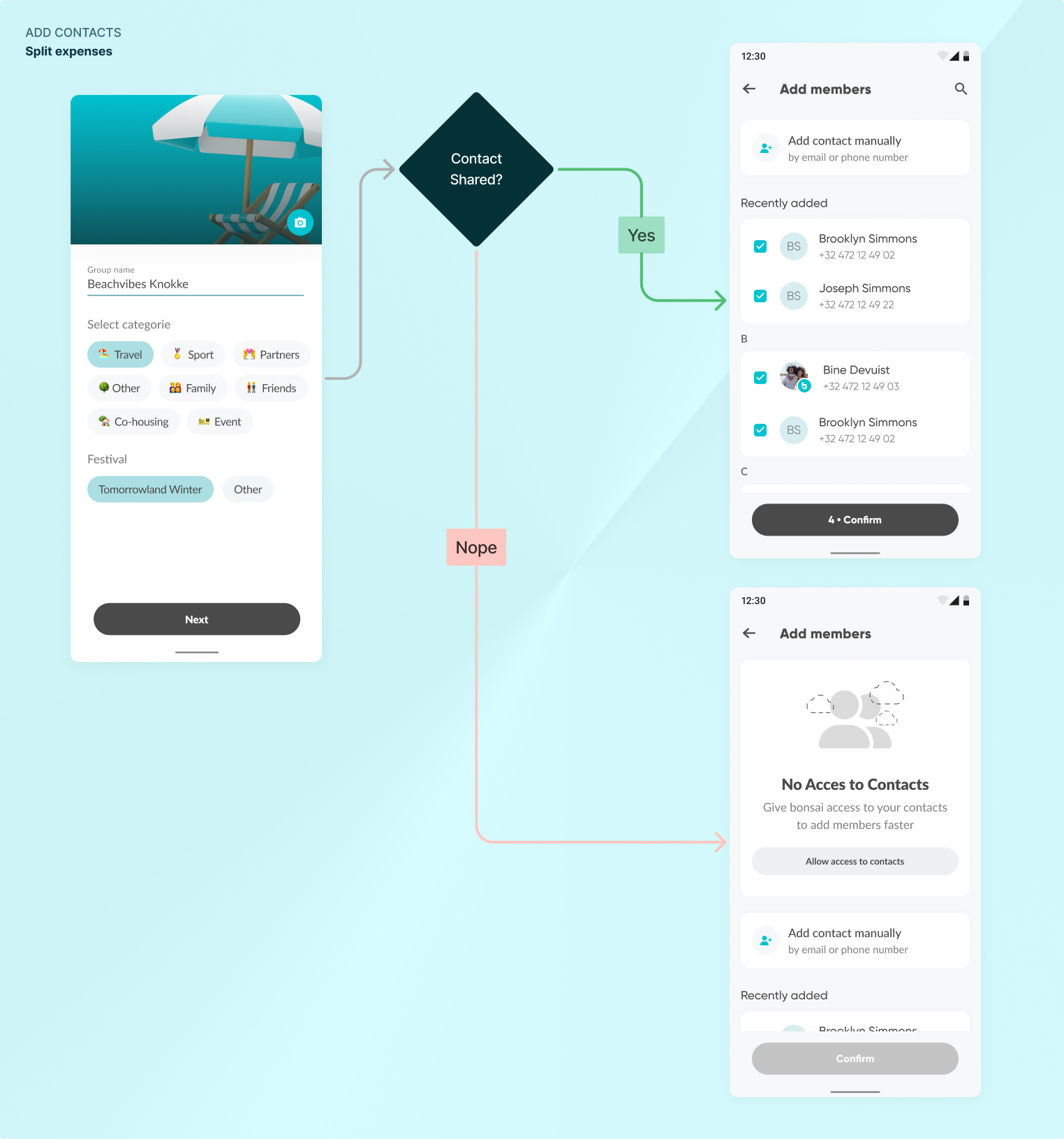 Adding payment contacts in Bonsai