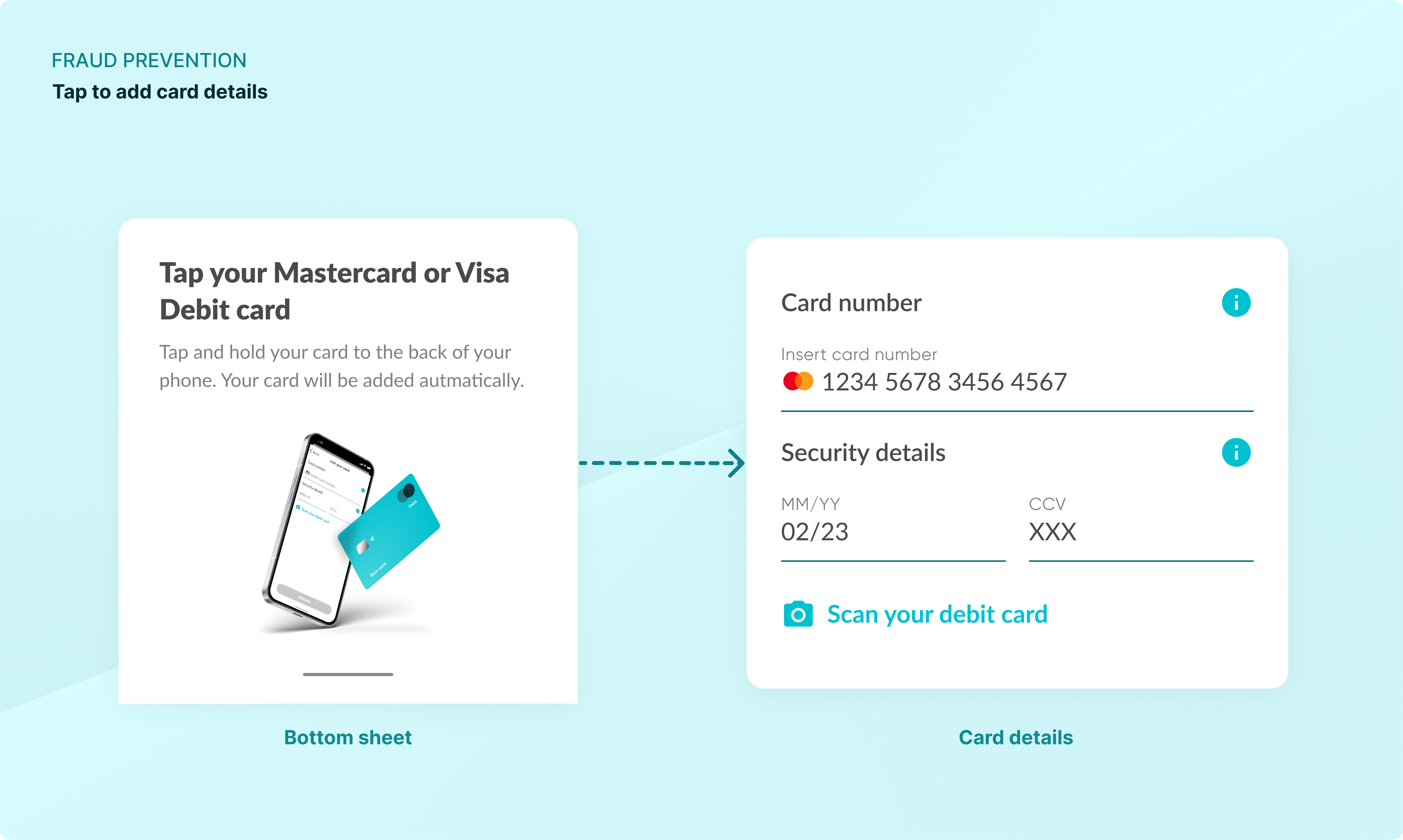 Bottom sheet interaction explored during card verification
