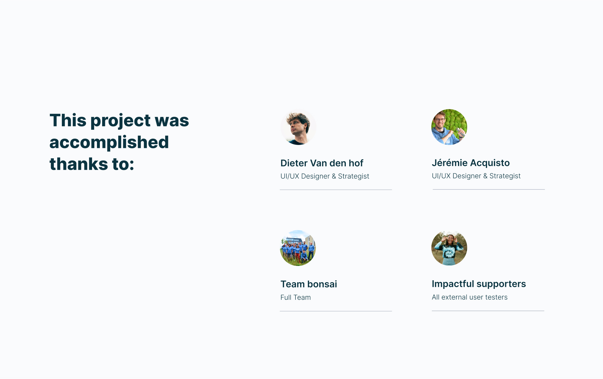 Credits for the Bonsai product-design collaboration